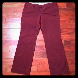 Old Navy burgundy regular low rise trouser 14